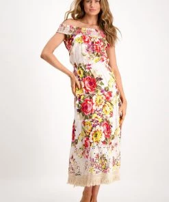 Naudic Clothing Sorento Long Dress | White Fiesta | ND2s