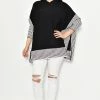 Cali & Co Stripe Hem Poncho Jumper | Black | CC8 Knitwear/Jumpers