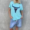 Hammill + Co Summer Bull Tee | Aqua | HC21 Tops