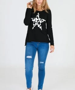 3RD STORY Tops Leopard Star Tee | Black | 3RD7