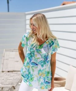 Zen Garden V Neck T-Shirt | Sea Cliff | ZG19s