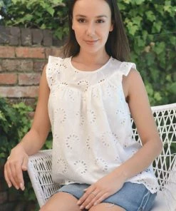 Silence & Noise Broderie Anglaise Top | White | SN4s Tops