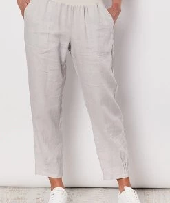 Gordon Smith Jersey Waist Linen Pants | Silver | GS3