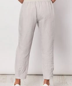 Gordon Smith Jersey Waist Linen Pants | Silver | GS3