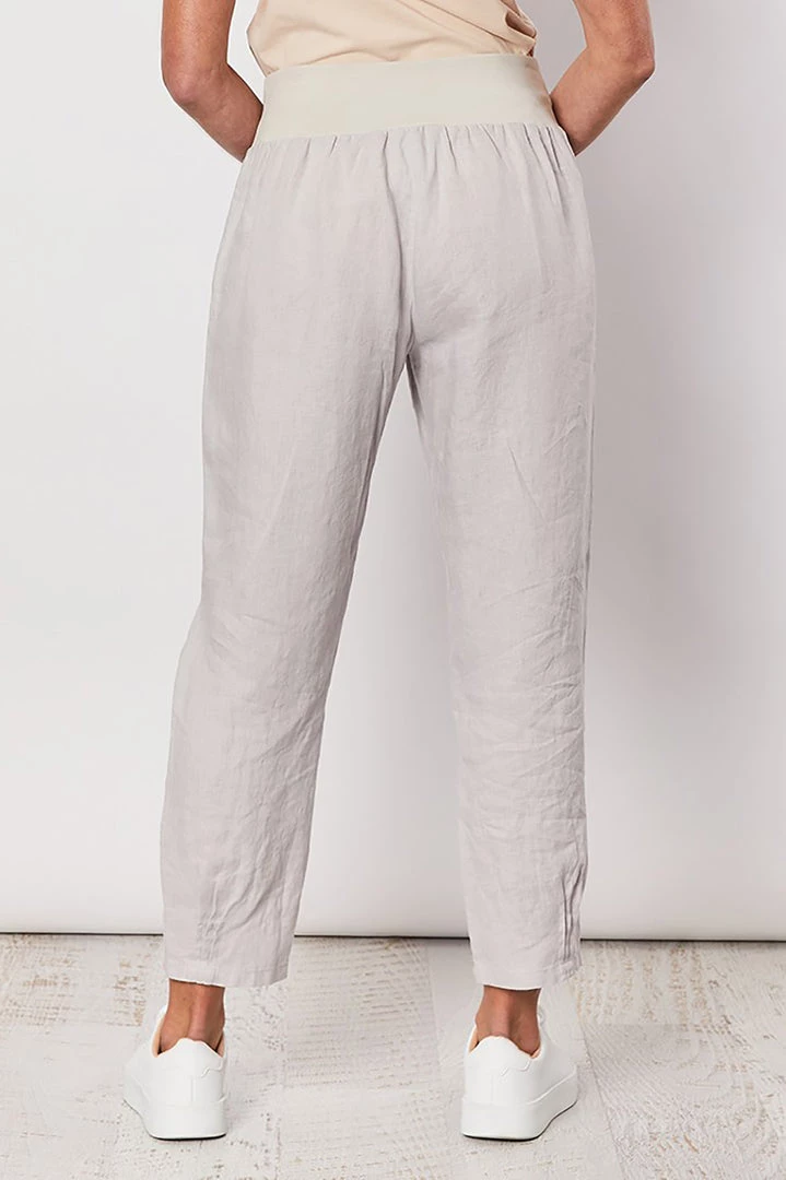 Gordon Smith Jersey Waist Linen Pants | Silver | GS3 2 Gordon Smith Jersey Waist Linen Pants | Silver | GS3