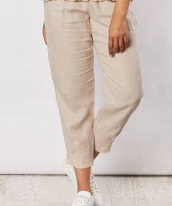 Gordon Smith Jersey Waist Linen Pants | Natural | GS3