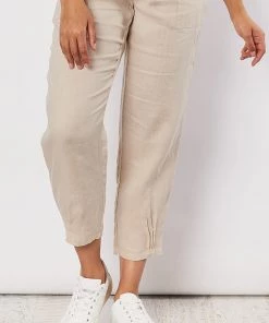 Gordon Smith Jersey Waist Linen Pants | Natural | GS3