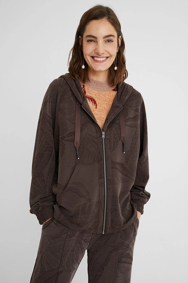 Desigual Clothing Hooded Zip Sweater | Brown D12 4 Desigual Clothing Hooded Zip Sweater | Brown D12
