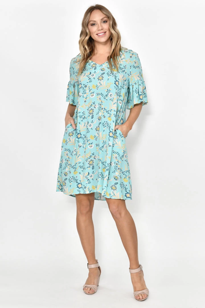 New U Collection V Neck Side Pocket Dress | NU9 S 1 New U Collection V Neck Side Pocket Dress | NU9 S