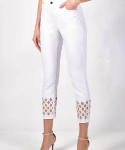 Frank Lyman Ankle Detail Denim Jeans | White | FL13 Clothing