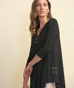 Joseph Ribkoff Clothing Black Eyelet Tunic Top