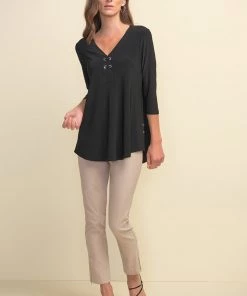 Joseph Ribkoff Clothing Black Eyelet Tunic Top