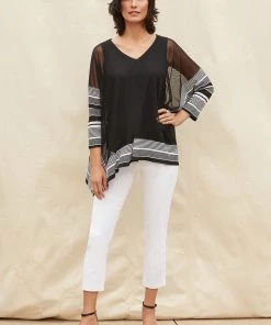 Joseph Ribkoff Tops V Neck Stripe Tunic Top | JR27