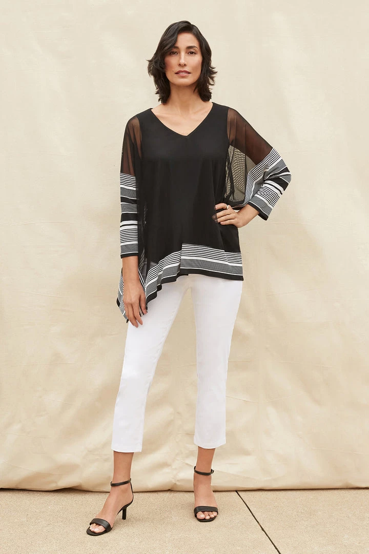 Joseph Ribkoff Tops V Neck Stripe Tunic Top | JR27 1 Joseph Ribkoff Tops V Neck Stripe Tunic Top | JR27