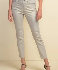Joseph Ribkoff Clothing Metallic Slim Jeans - Silver - JR4