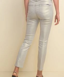 Joseph Ribkoff Clothing Metallic Slim Jeans - Silver - JR4