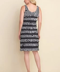 Joseph Ribkoff Black & Cream Ruffle Dress Clothing