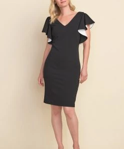 Joseph Ribkoff Black & White Flutter Dress