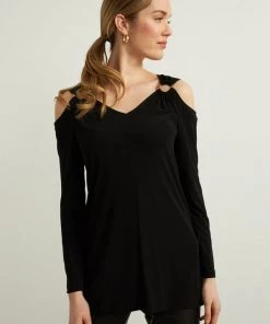 Joseph Ribkoff Draped Top | Black | JR37 Tops