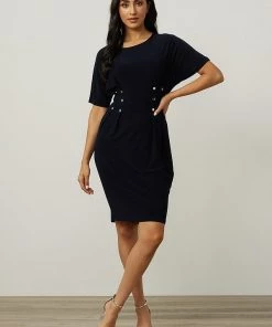 Joseph Ribkoff Button Waist Dress | Black | JR92