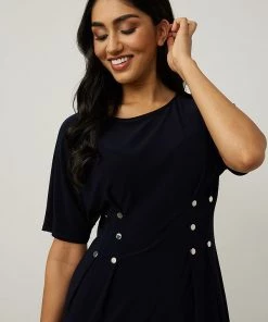 Joseph Ribkoff Button Waist Dress | Black | JR92