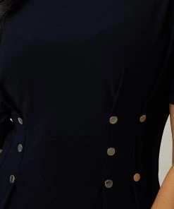 Joseph Ribkoff Button Waist Dress | Black | JR92