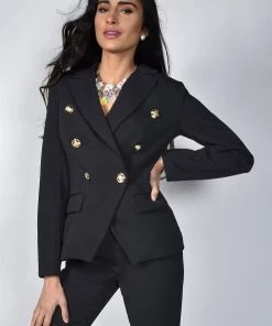 Frank Lyman Gold Button Black Blazer