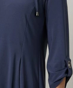 Joseph Ribkoff Tops Eyelet Hooded Top | Mineral Blue | JR36