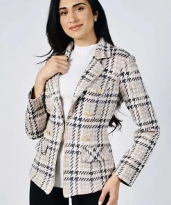 Frank Lyman Beige/Gold Knit Jacket | FL43