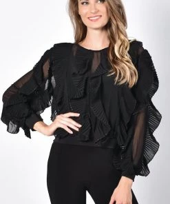 Frank Lyman Clothing All For Frills Blouse | Black