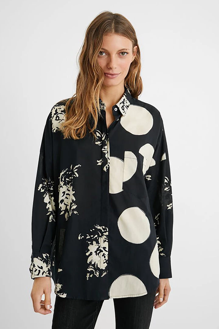 Desigual Double Print Oversized Shirt - DG6 1 Desigual Double Print Oversized Shirt - DG6