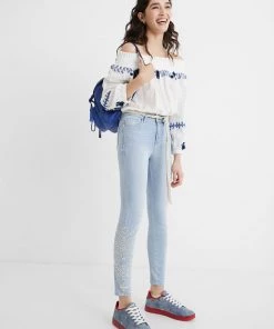 Desigual Clothing Embroidered Skinny Jeans | DG16