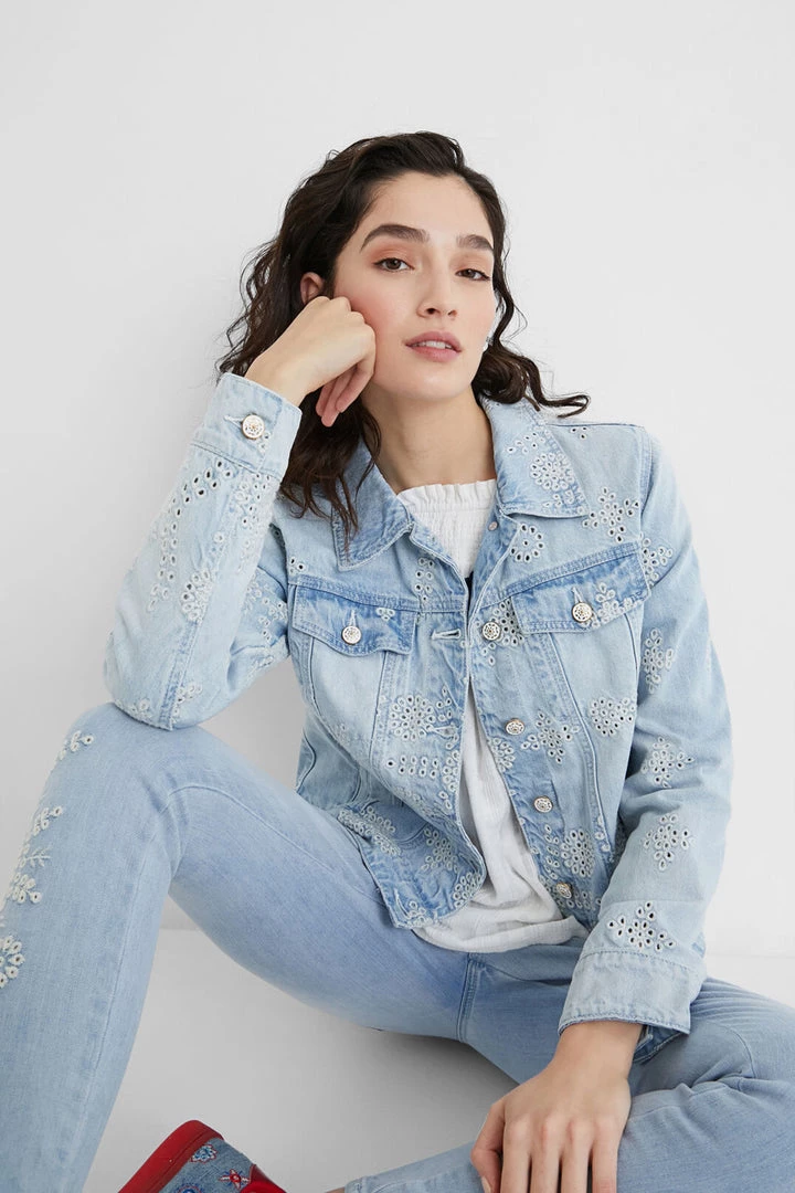 Desigual Clothing Embroidered Slim Denim Jacket | DG15 1 Desigual Clothing Embroidered Slim Denim Jacket | DG15