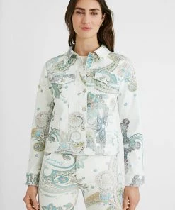 Desigual Paisley Jean Jacket - White - DG22