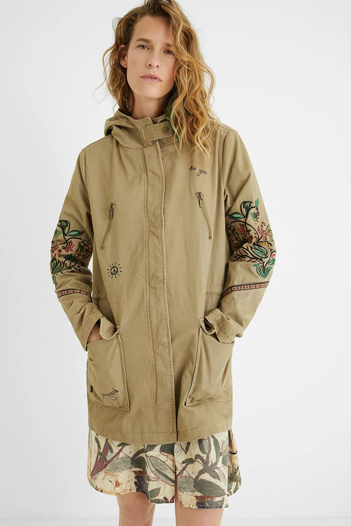 Desigual Hooded Flowers Parka | Incienso | DG1 1 Desigual Hooded Flowers Parka | Incienso | DG1