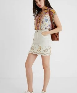 Desigual Skirts Short Paisley Denim Skirt | Nieve | DG9 S
