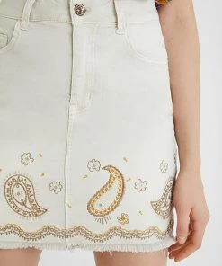 Desigual Skirts Short Paisley Denim Skirt | Nieve | DG9 S