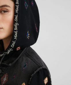 Desigual Slim Hooded Denim Jacket | Black | D31 Clothing