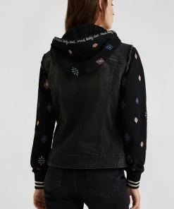 Desigual Slim Hooded Denim Jacket | Black | D31 Clothing