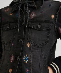Desigual Slim Hooded Denim Jacket | Black | D31 Clothing