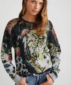 Desigual Clothing Thin Gauge Animal Print Pullover | D32