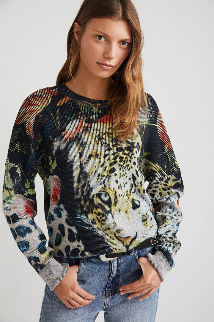 Desigual Clothing Thin Gauge Animal Print Pullover | D32 1 Desigual Clothing Thin Gauge Animal Print Pullover | D32
