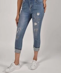 Frank Lyman Embellished Heart Jeans | Denim | FL35 Clothing