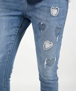 Frank Lyman Embellished Heart Jeans | Denim | FL35 Clothing