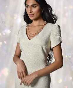 Frank Lyman Metallic Knit Cocktail Set | Champagne | FL92