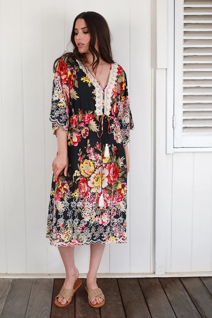 Naudic Dresses Rio Dress - Fiesta Print | Black | ND8s 1 Naudic Dresses Rio Dress - Fiesta Print | Black | ND8s