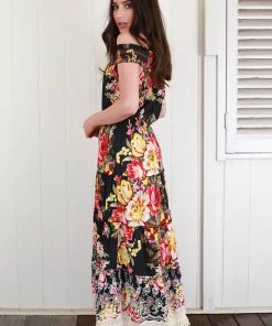 Naudic Dresses Sorento Long Dress | Black Fiesta | ND2s