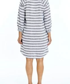 Ping Pong Stripe Linen Lace Up Dress | Mocha | PP6 Clothing