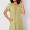 Gordon Smith Ruffle Hem Linen Dress | Celery | GS30 S