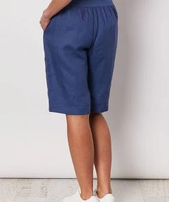 Gordon Smith Ribbed Waist Linen Shorts - Indigo - GS24 Clothing